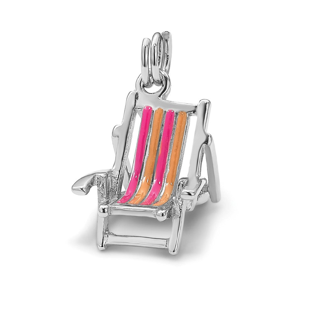 Sterlingsilber Rhodium-platedenamel Beach Chair Charm