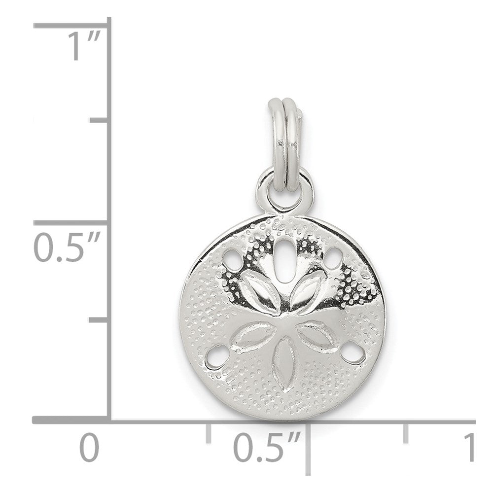 Sterlingsilber Rhodiniert Poliert Sand Dollar Charm