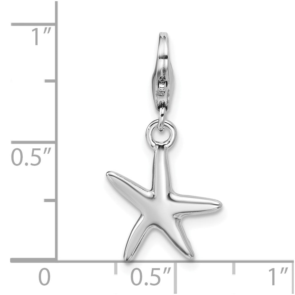 Sterlingsilber Rhodiniert Poliert Seestern Charm
