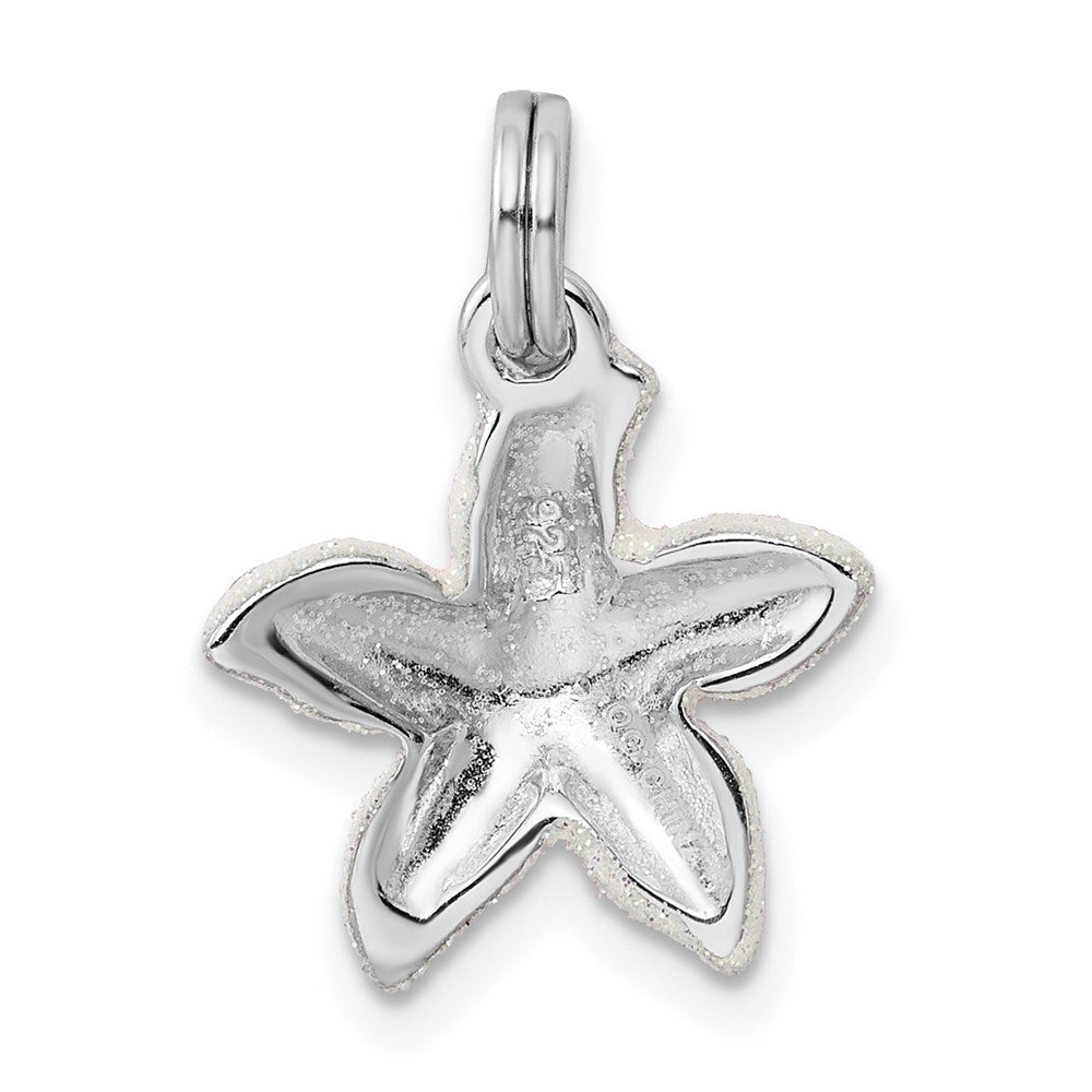 Sterlingsilber Rhodium-platedenameled Sparkle Seestern Charm