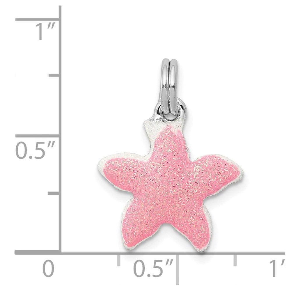 Sterlingsilber Rhodium-platedenameled Sparkle Seestern Charm