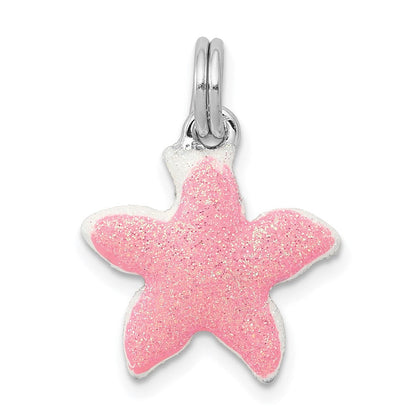 Sterlingsilber Rhodium-platedenameled Sparkle Seestern Charm