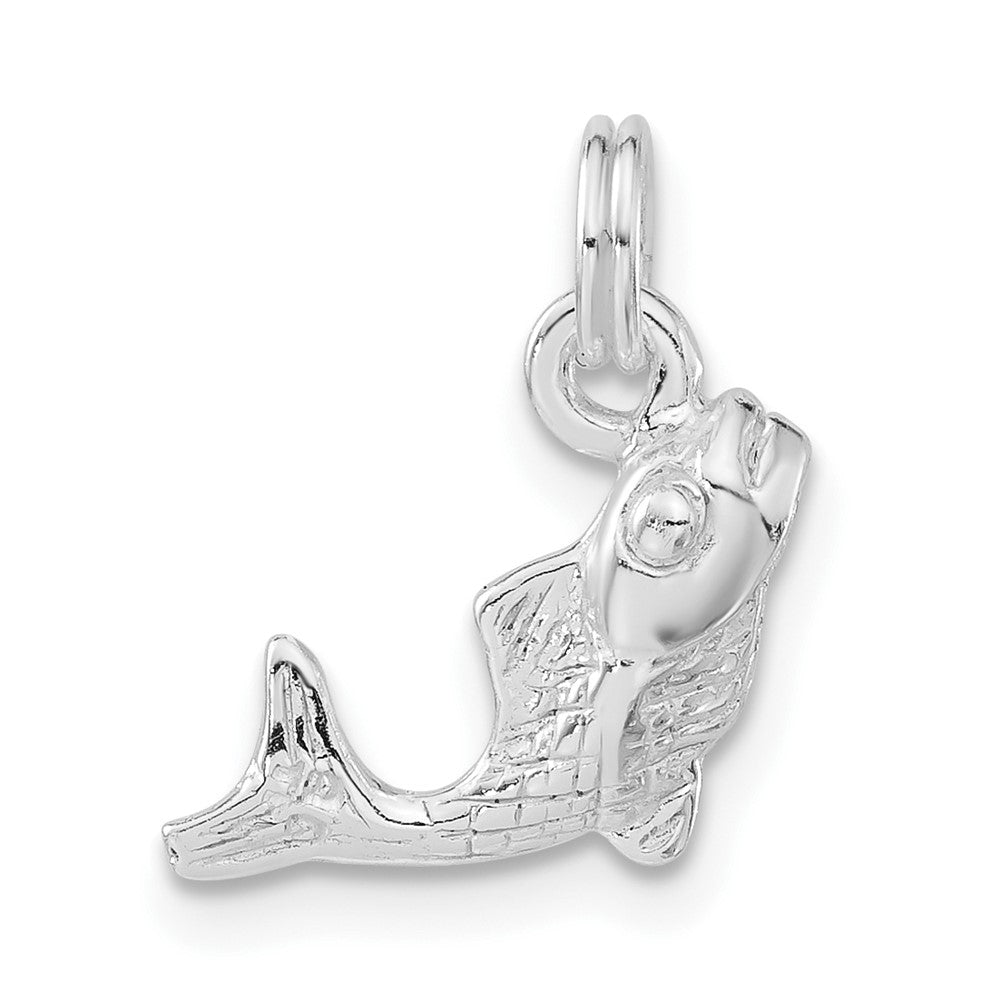 Sterlingsilber 3-d Poliert & Strukturiert Fisch Charm