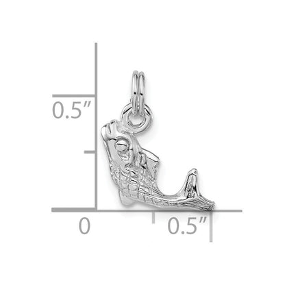 Sterlingsilber 3-d Poliert & Strukturiert Fisch Charm