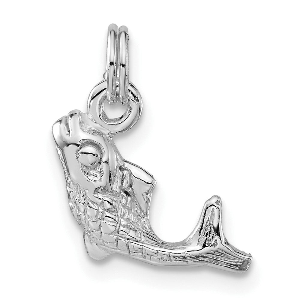 Sterlingsilber 3-d Poliert & Strukturiert Fisch Charm