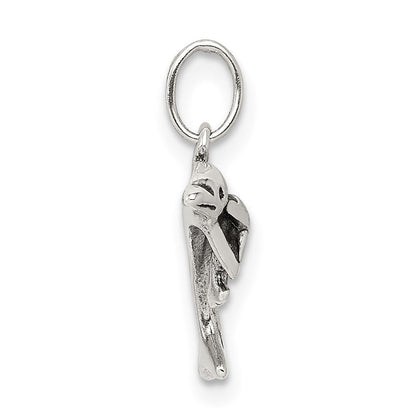 Sterlingsilber Antikisiert Delfin mit Baby Charm
