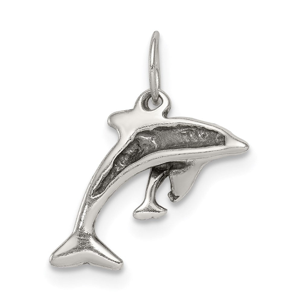 Sterlingsilber Antikisiert Delfin mit Baby Charm