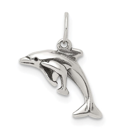 Sterlingsilber Antikisiert Delfin mit Baby Charm