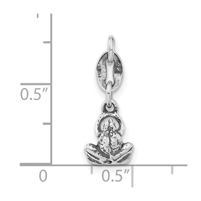Sterlingsilber Poliert & Antikisiert Frosch Charm