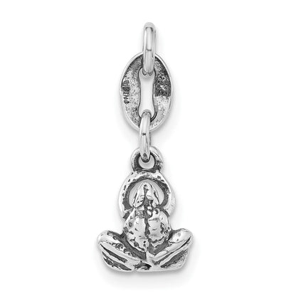 Sterlingsilber Poliert & Antikisiert Frosch Charm