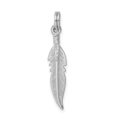 Sterlingsilber Rhodium-platedpolished Feder Charm