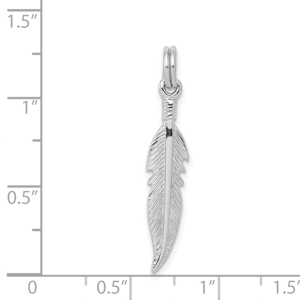 Sterlingsilber Rhodium-platedpolished Feder Charm