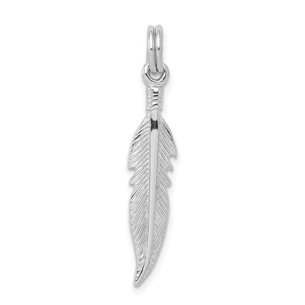 Sterlingsilber Rhodium-platedpolished Feder Charm