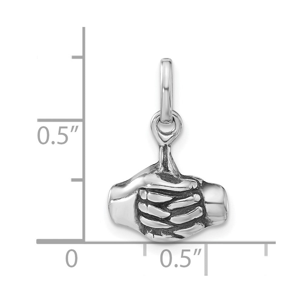 Sterlingsilber Poliert & Antikisiert Zeichen Language Joined Hands Charm