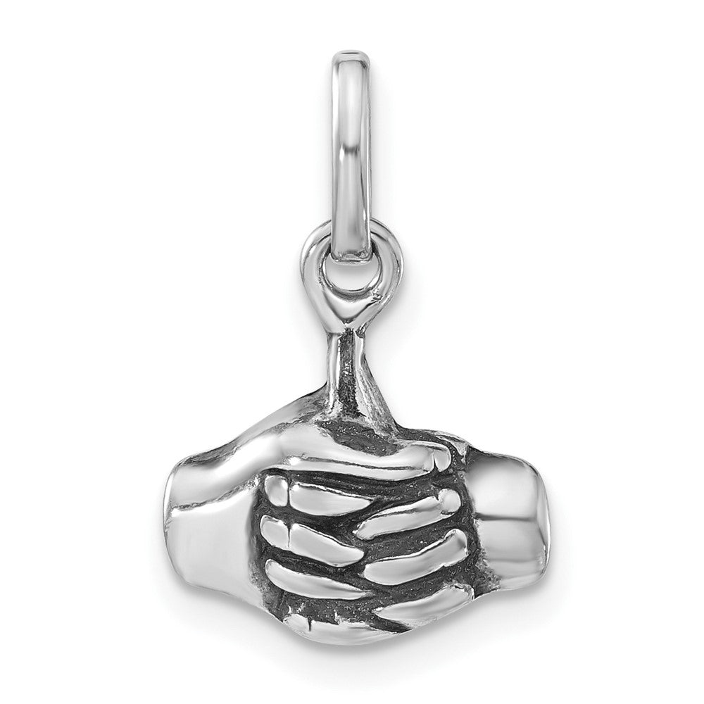 Sterlingsilber Poliert & Antikisiert Zeichen Language Joined Hands Charm