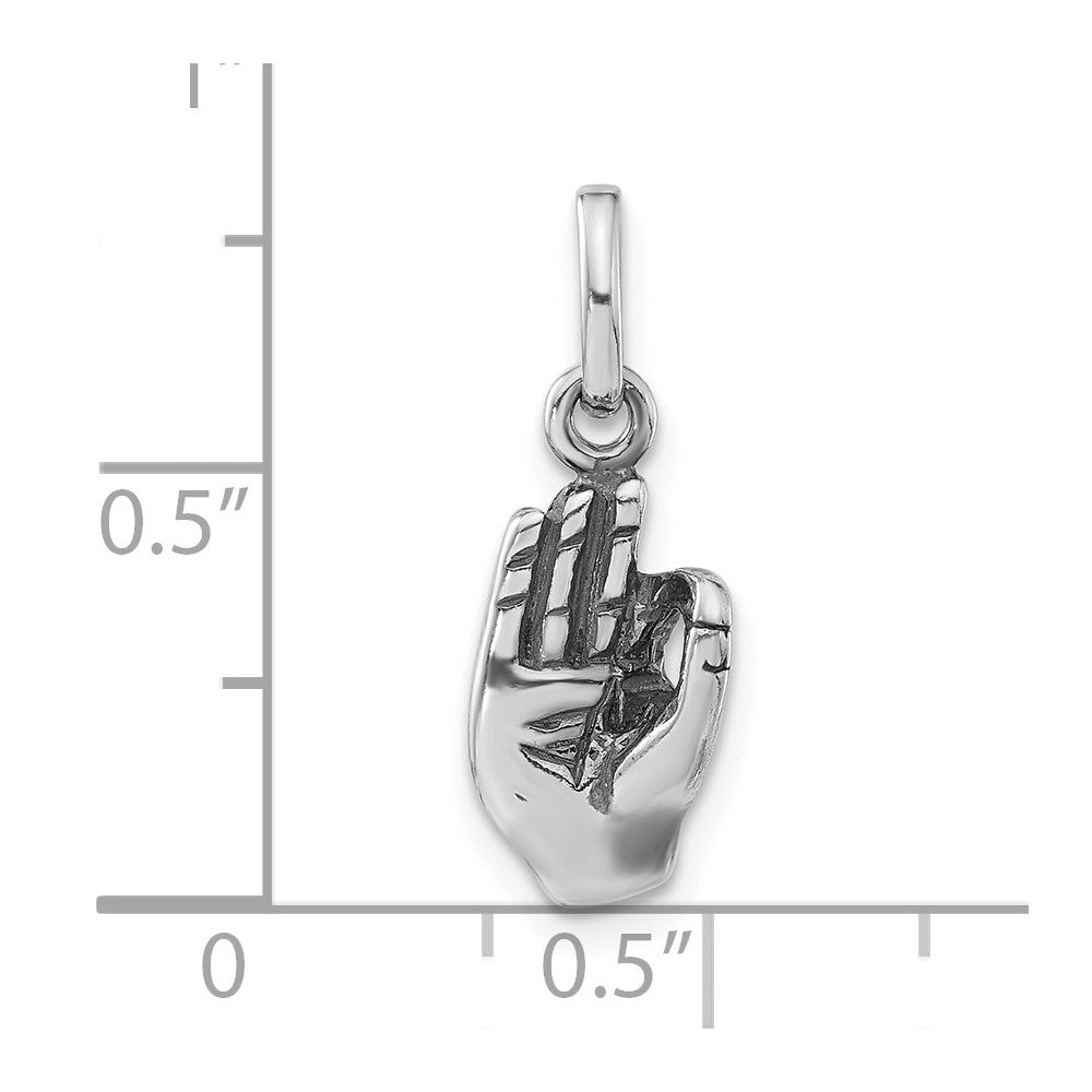 Sterlingsilber Poliert & Antikisiert Zeichen Language Hand Symbol Charm