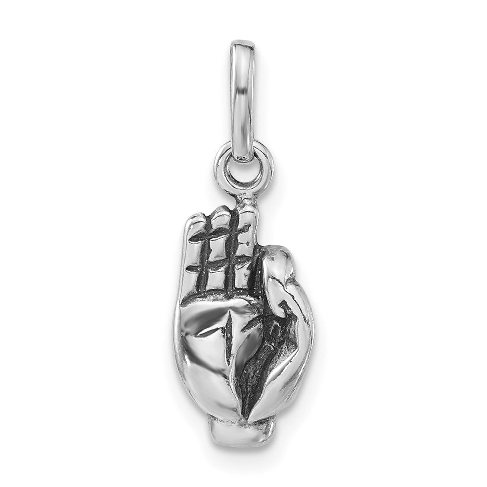 Sterlingsilber Poliert & Antikisiert Zeichen Language Hand Symbol Charm