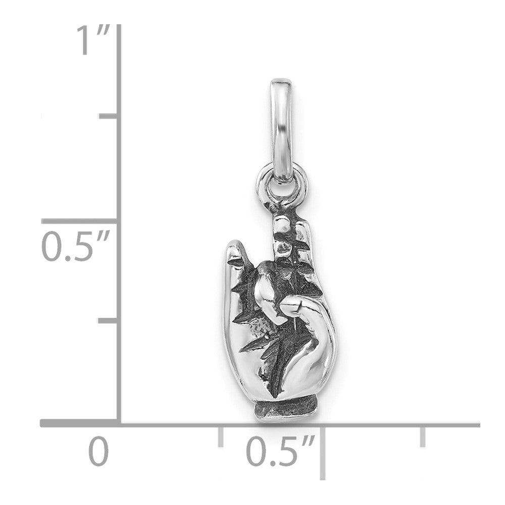 Sterlingsilber Poliert & Antikisiert Zeichen Language Hand Symbol Charm