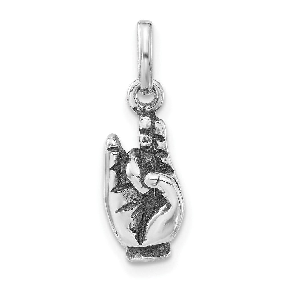 Sterlingsilber Poliert & Antikisiert Zeichen Language Hand Symbol Charm