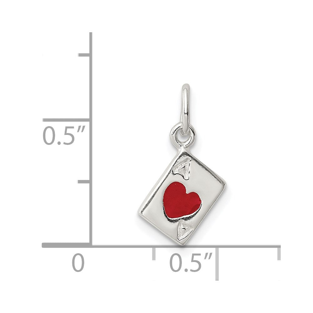 Sterlingsilber Emailliert Ace Of Herzen Card Charm