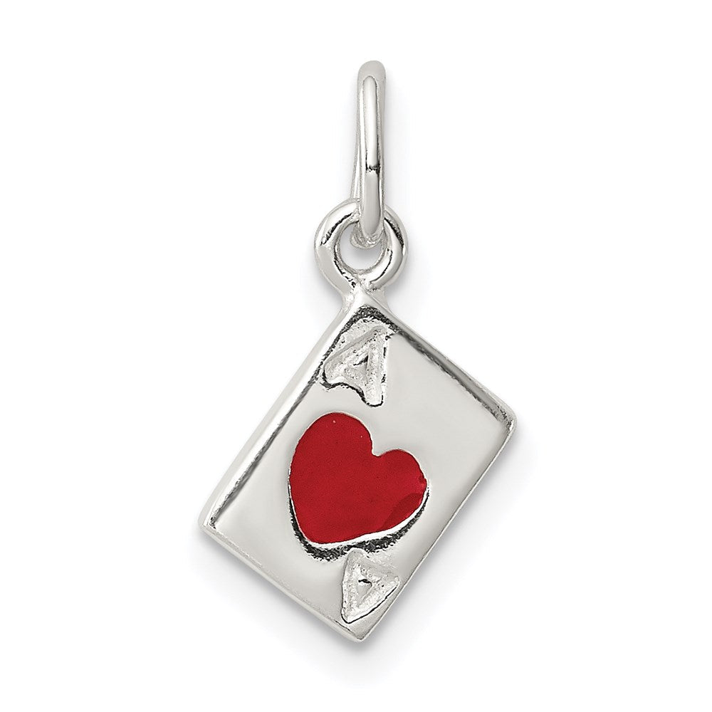 Sterlingsilber Emailliert Ace Of Herzen Card Charm