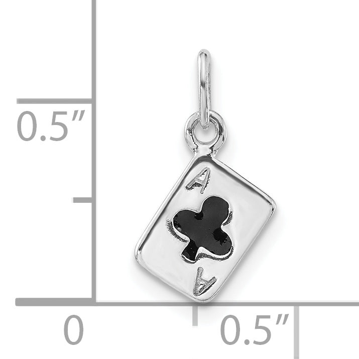Sterlingsilber Poliert Emailliert Ace Of Clubs Card Charm