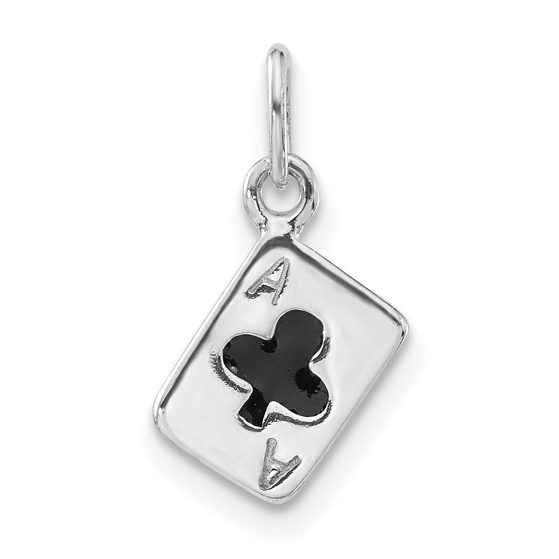 Sterlingsilber Poliert Emailliert Ace Of Clubs Card Charm