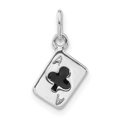 Sterlingsilber Poliert Emailliert Ace Of Clubs Card Charm
