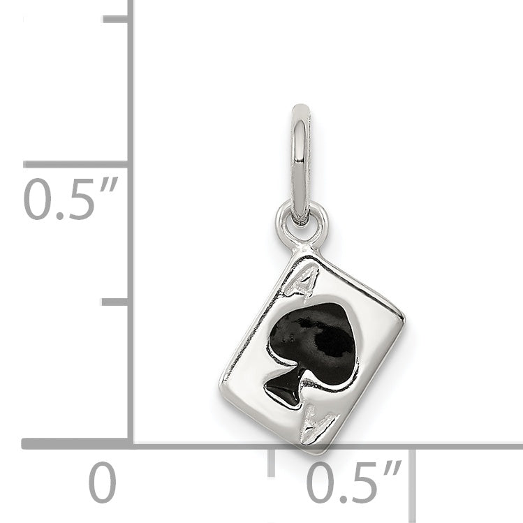 Sterlingsilber Emailliert Ace Of Spades Card Charm