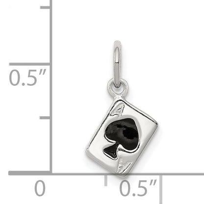 Sterlingsilber Emailliert Ace Of Spades Card Charm