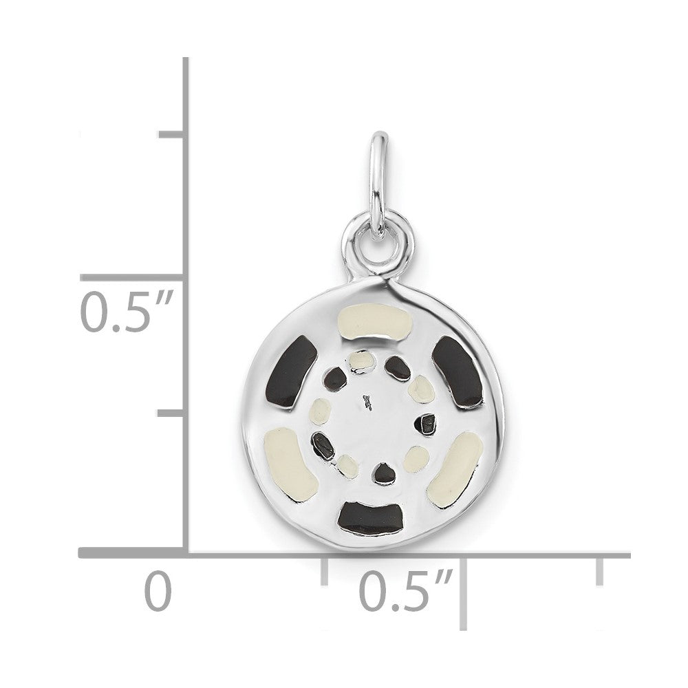 Sterlingsilber Poliert Schwarz & Weiß Emailliert Poker Chip Charm