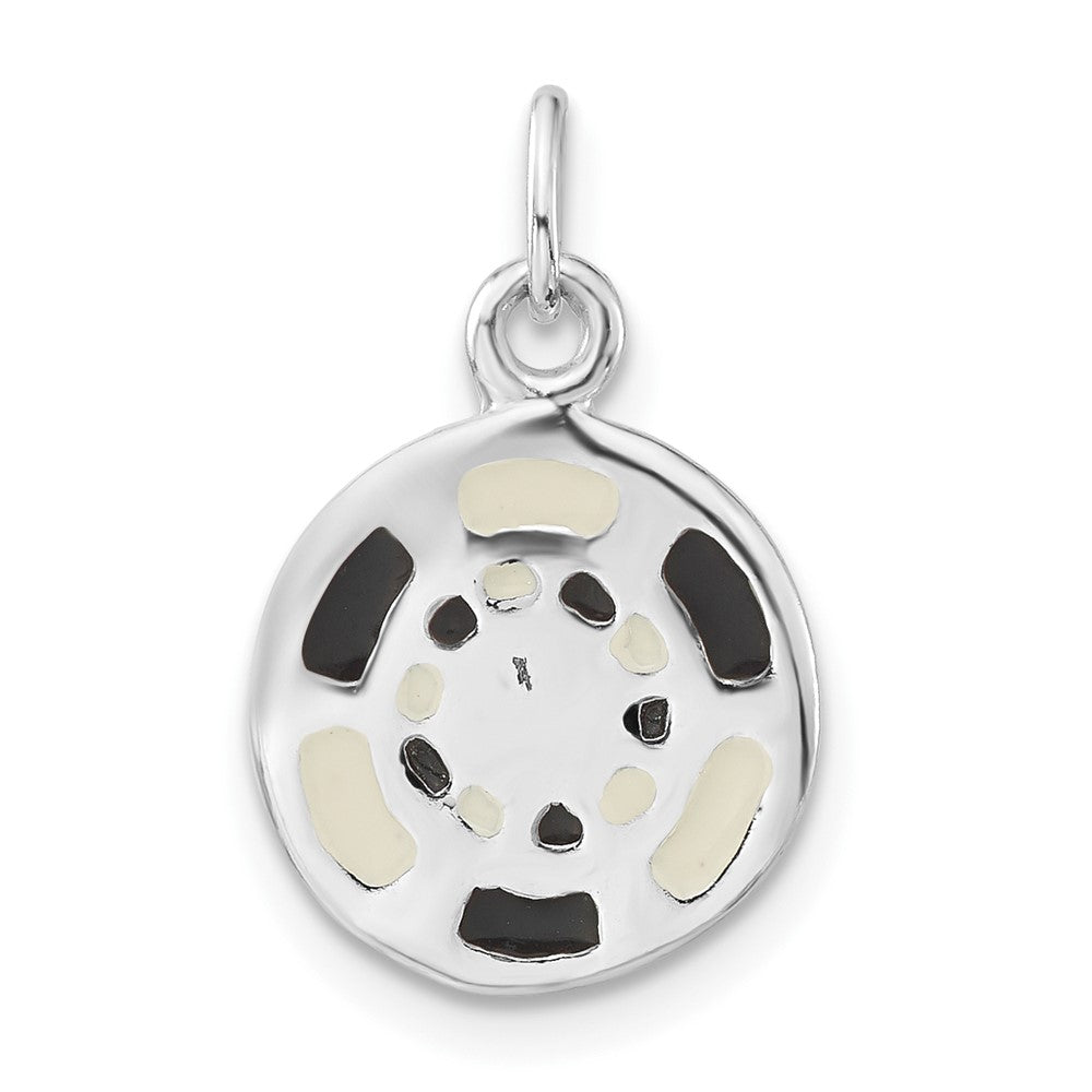 Sterlingsilber Poliert Schwarz & Weiß Emailliert Poker Chip Charm