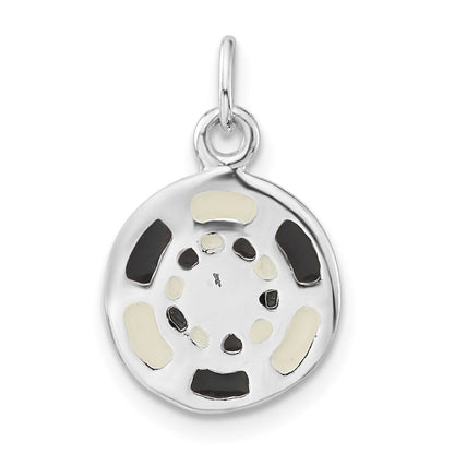 Sterlingsilber Poliert Schwarz & Weiß Emailliert Poker Chip Charm