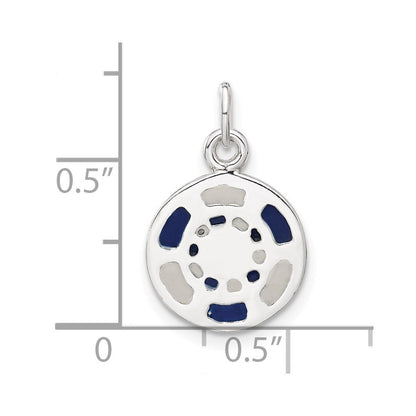 Sterlingsilber Blau/white Emailliert Poker Chip Charm
