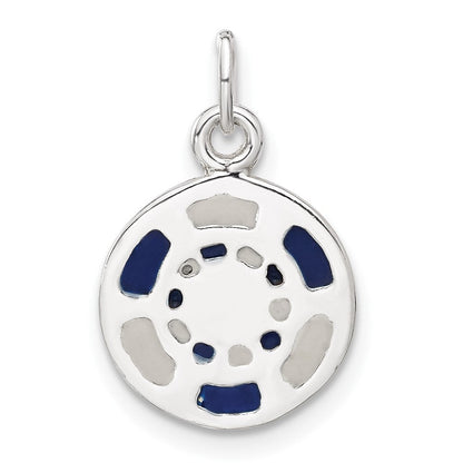 Sterlingsilber Blau/white Emailliert Poker Chip Charm