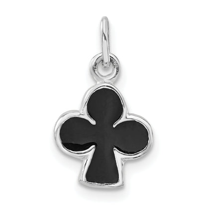Sterlingsilber Poliert Schwarz Emailliert Club Charm