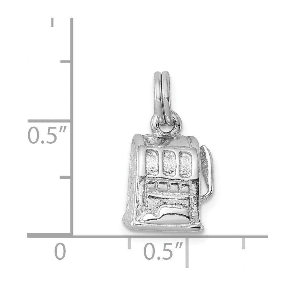 Sterlingsilber Rhodium-platedpolished Slot Machine Charm