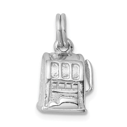 Sterlingsilber Rhodium-platedpolished Slot Machine Charm
