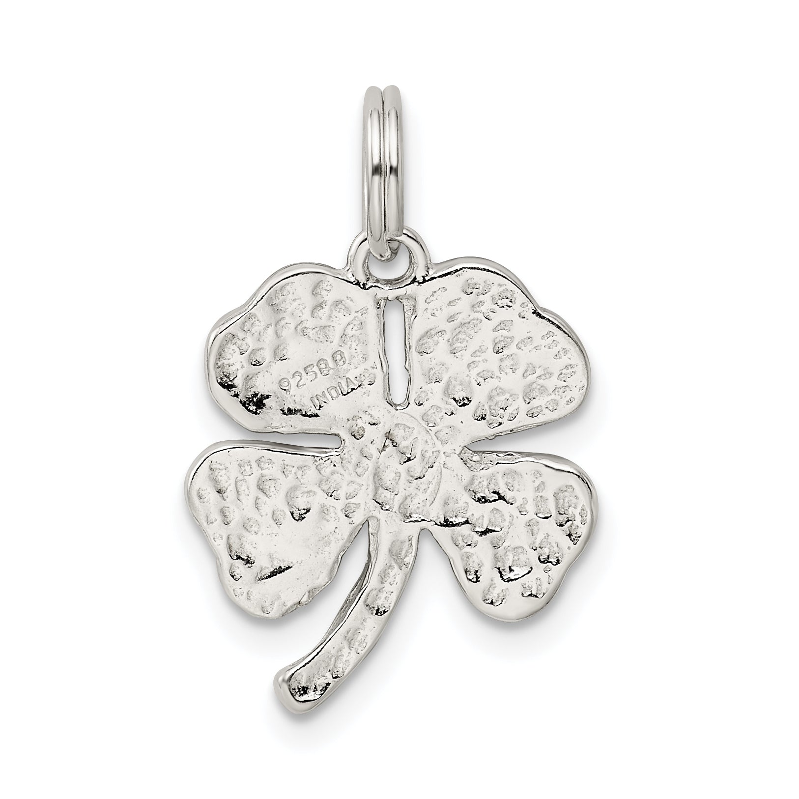 Sterlingsilber Emailliert 4-leaf Klee mit Grün Glas Stein Charm
