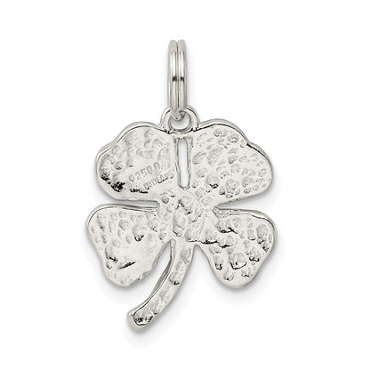 Sterlingsilber Emailliert 4-leaf Klee mit Grün Glas Stein Charm