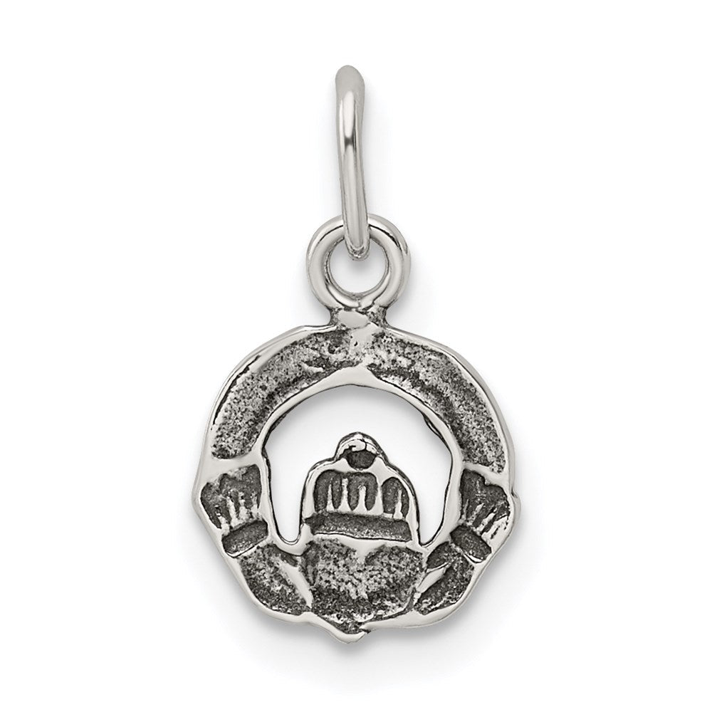 Sterlingsilber Mini Antikisiert Claddagh Charm