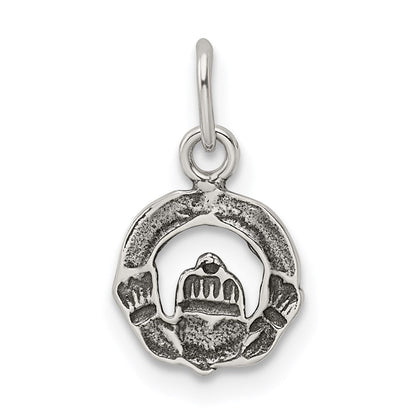 Sterlingsilber Mini Antikisiert Claddagh Charm