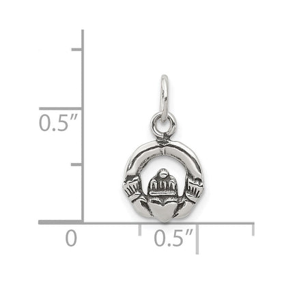 Sterlingsilber Mini Antikisiert Claddagh Charm