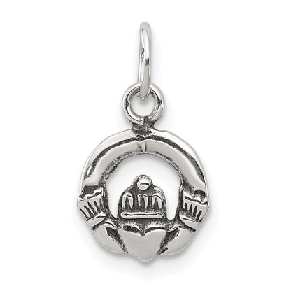 Sterlingsilber Mini Antikisiert Claddagh Charm