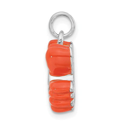 Sterlingsilber Poliert Orange Zirkonia & Emailliert Krabbe Charm