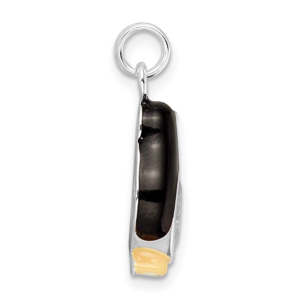 Sterlingsilber Zirkonia Emailliert Poliert Pinguin Charm