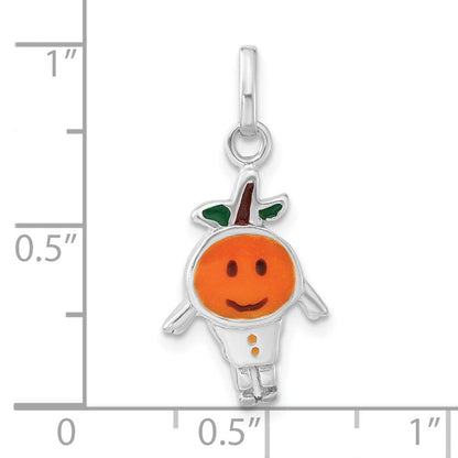 Sterlingsilber Poliert Emailliert Orange Person Charm