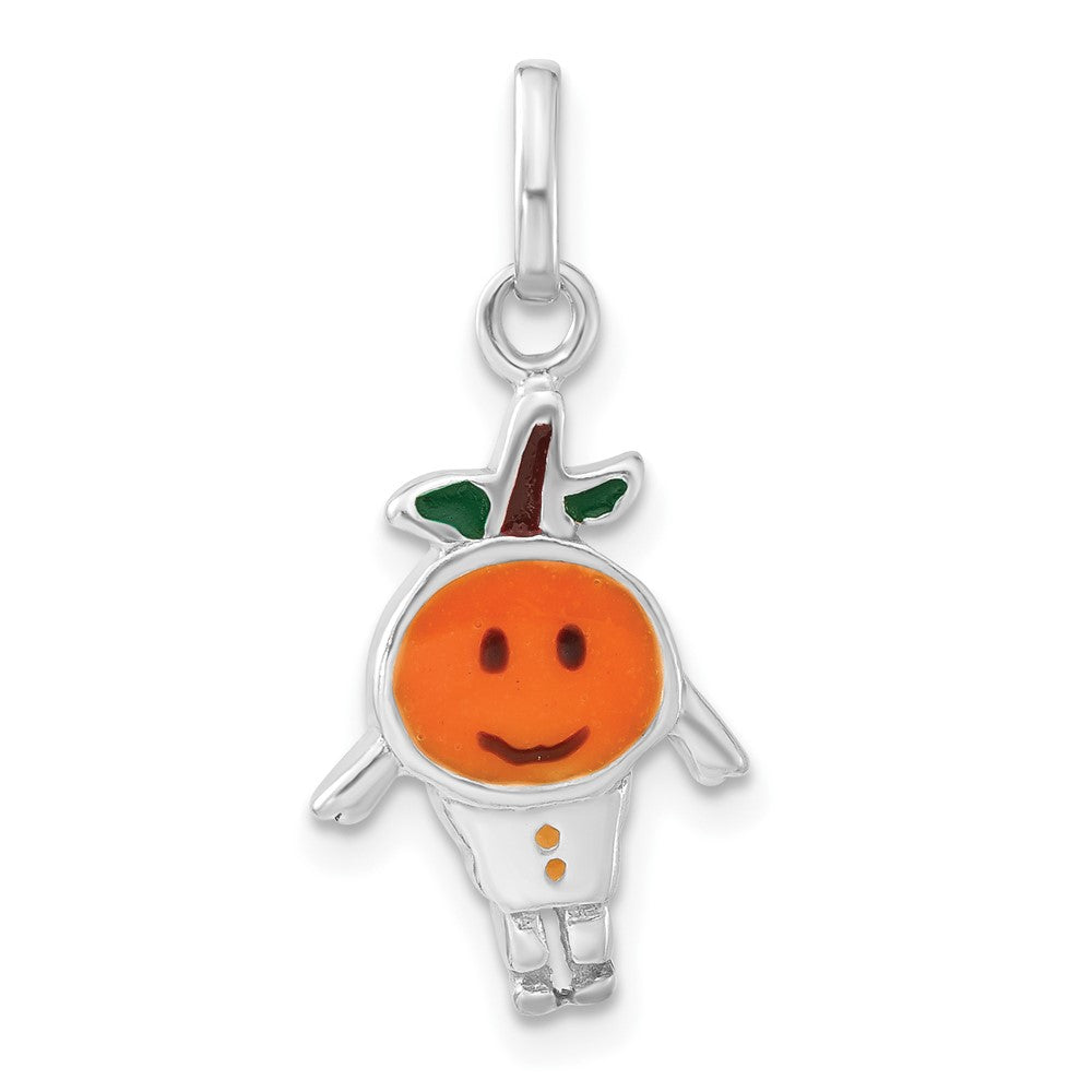 Sterlingsilber Poliert Emailliert Orange Person Charm