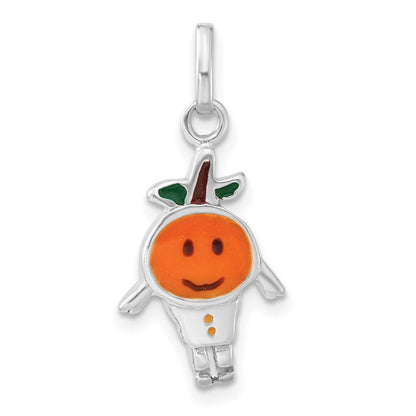 Sterlingsilber Poliert Emailliert Orange Person Charm