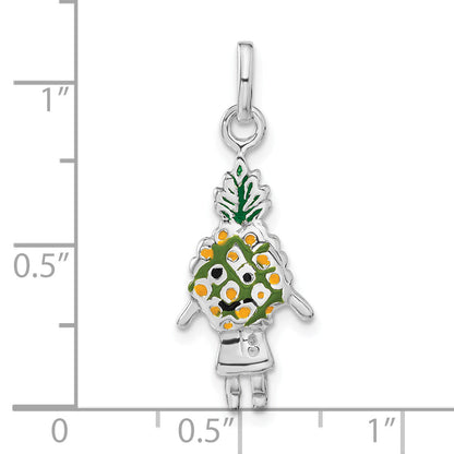 Sterlingsilber Emailliert Pineapple Person Charm
